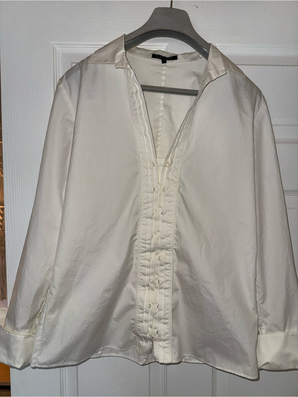STRENESSE Gabriele Strehle White Button Down with Ruffle Detail 100% Cotton